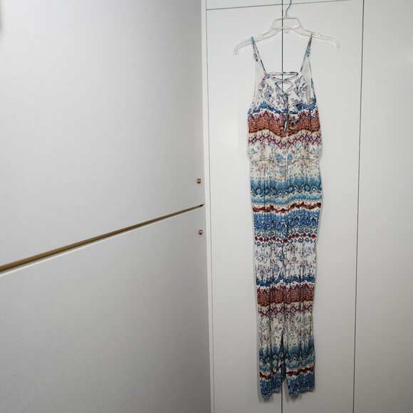 Boston Proper Boho-Chic Wide Leg Jumpsuit with Pockets Women's Size 10 - Picture 1 of 7